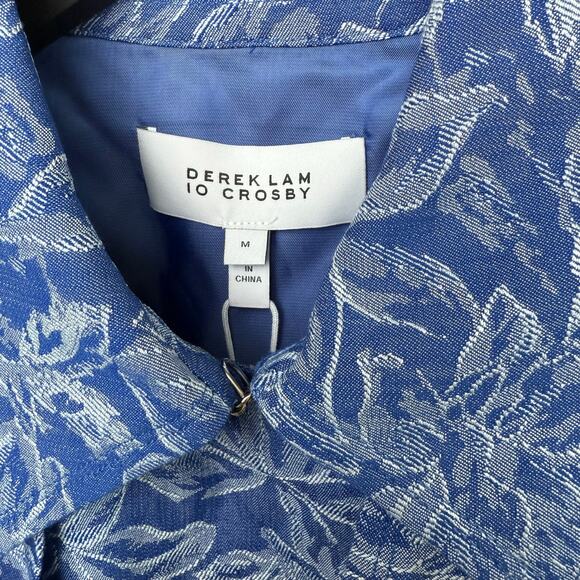 DEREK LAM 10 CROSBY Elijah Floral Cotton Blend Double-Breasted Crop Jacket - Picture 9 of 11